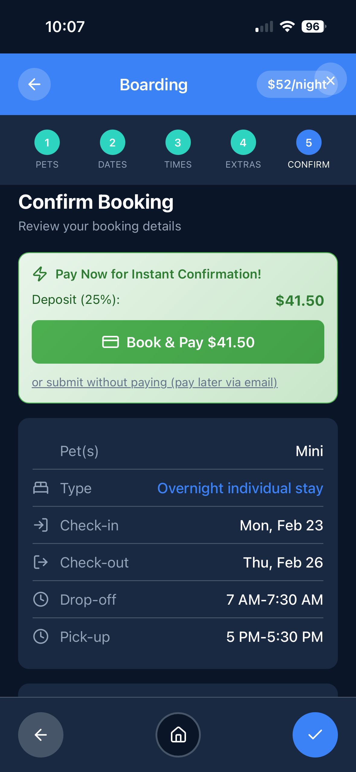 Book'n service selection